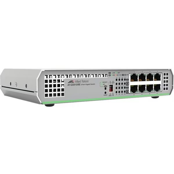 8 Port 10/100/1000Tx Unmanaged Switch w/ External Power Supply Us, Allied Telesis, Mfr#: AT-GS910/8E-10